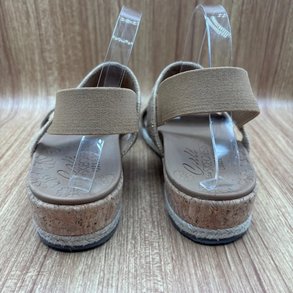 Skechers Cali Breezie Vegan Wedge Brown Women's Size 11 Rhinestone‎ Sandals